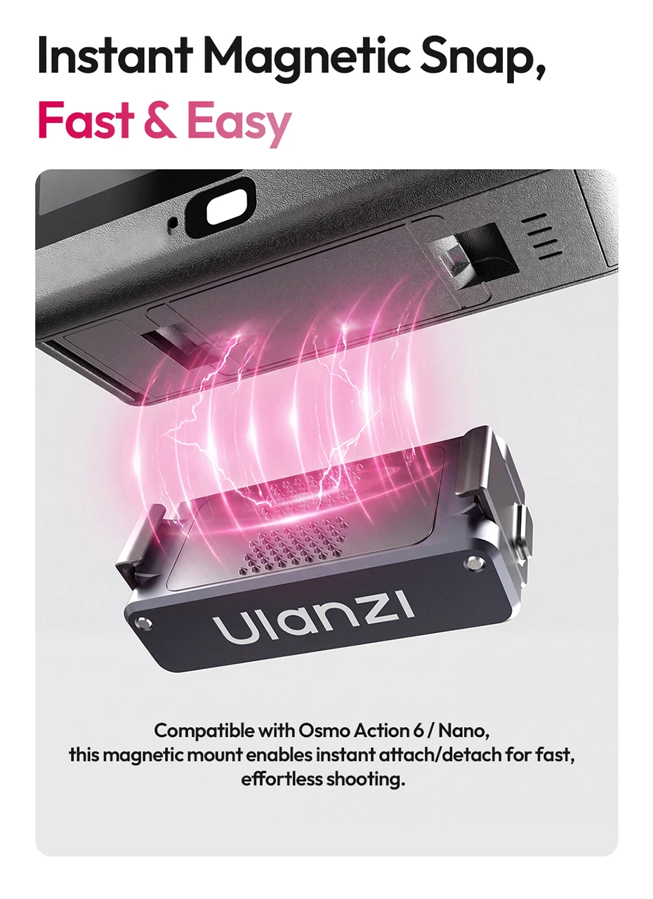 Ulanzi MA37 Schnellverschluss-Mini-Stativ mit Überkopfgriff für DJI Osmo Action 6/Osmo Nano mit 1/4'' Gewinde und Arca-Swiss-Basis – Detail 6