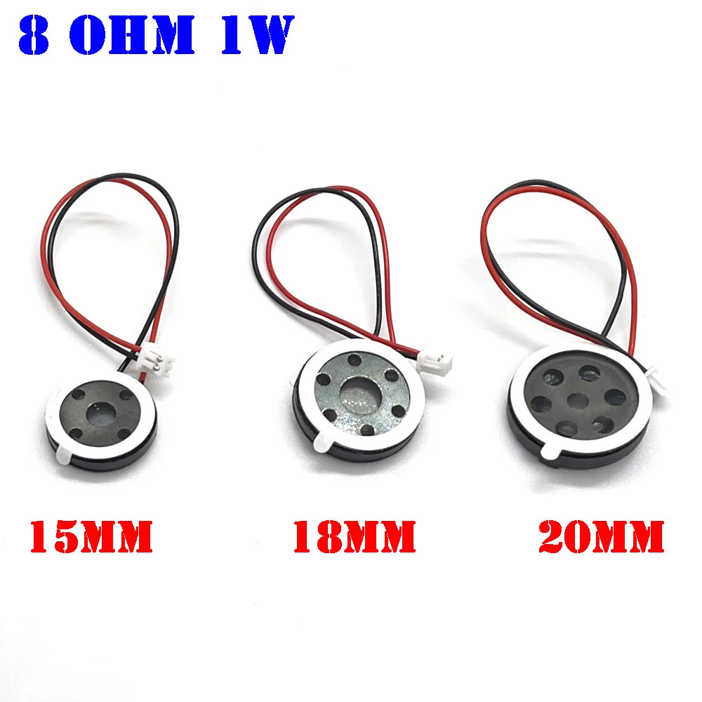 5pcs/lot 15mm 18mm 20mm Round 8 Ohm 1W Speaker 8ohm Loud Speakers Mobile Phone Small Loudspeaker Audio Connector