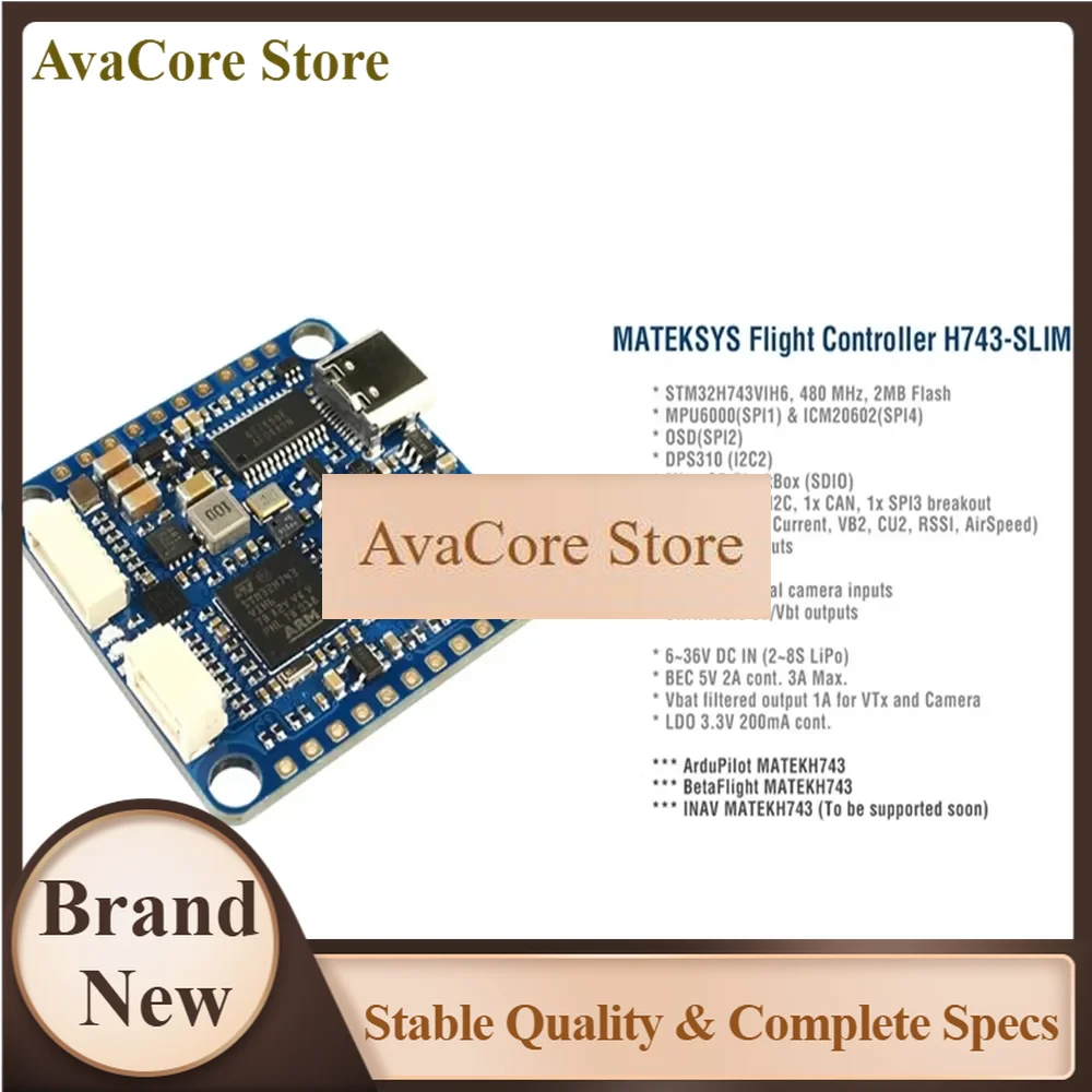 AvaCoreMatek H743-SLIM V3 F7 Flight Controller Built-in No Current Sensor Baro Blackbox OSD 2-8S for RC Racing Drone Airplane