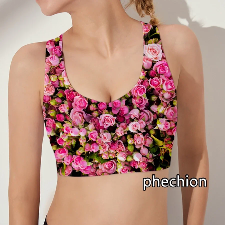 phechion New Fashion Women Flower 3D Printed Casual Sports Bra Novelty Sporting Hip Hop Summer Tanks Tops V05