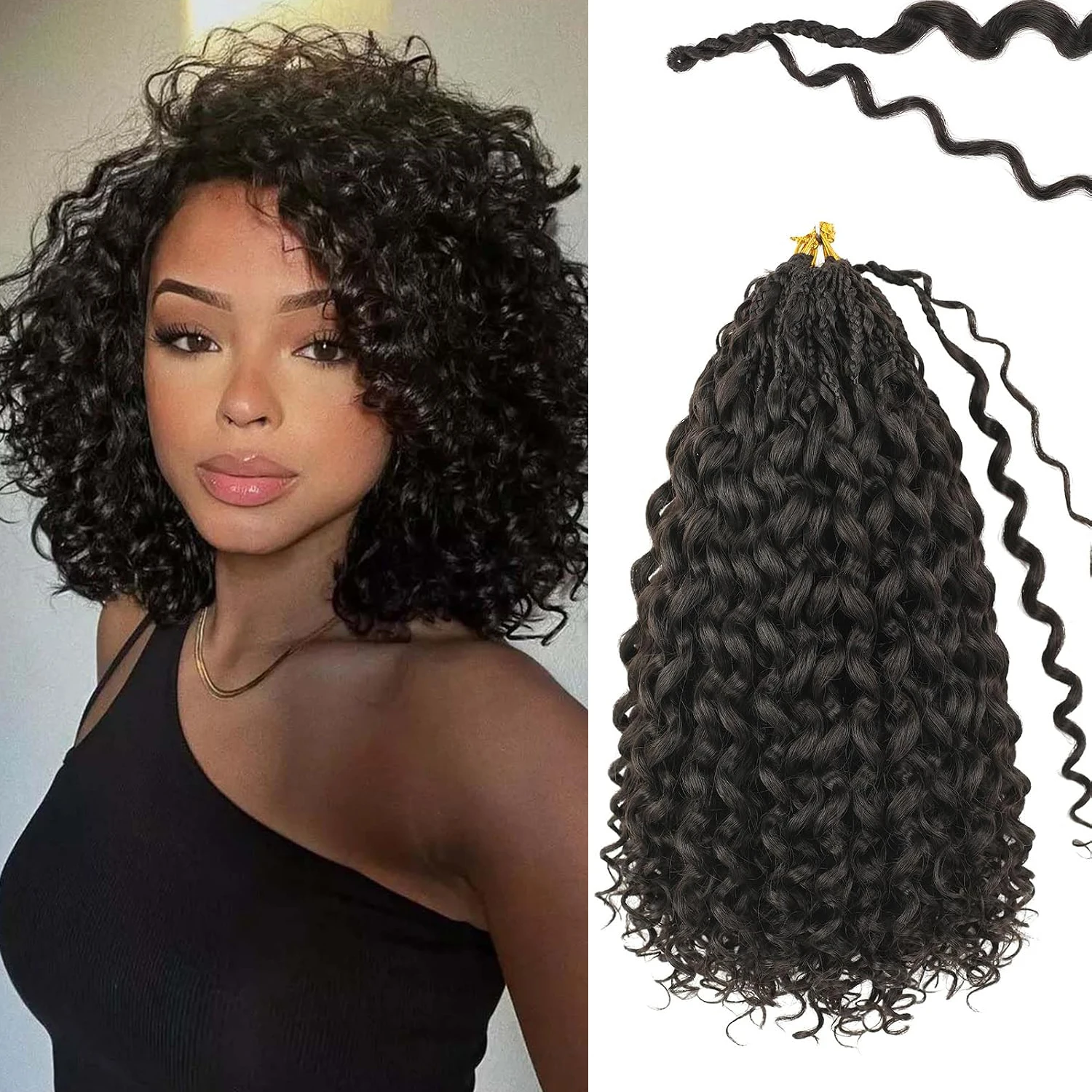 Curly Crochet Hair for Black Women Short Prelooped Water Ocean Wave Beach Cur Deep Twist Bohemian Crochet Braid, Synthetic