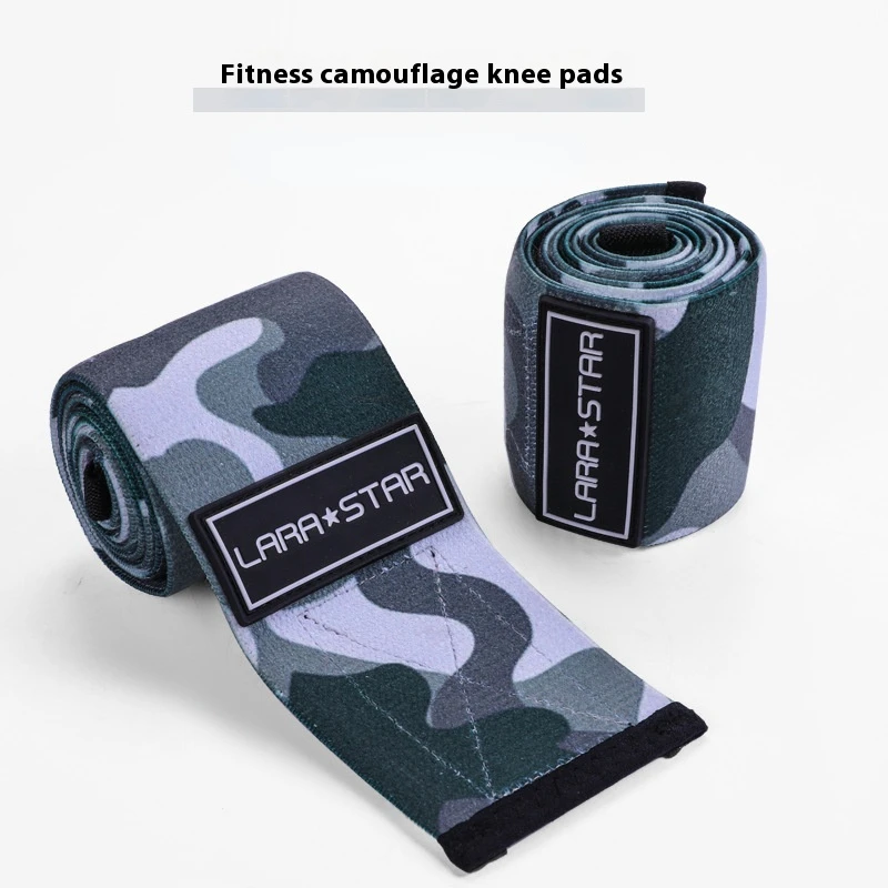 Camouflage Fitness Knee Pads Bench Press Deadlift Weightlifting Kneepad Gym Professional Crossfit Strength Training Knee Brace