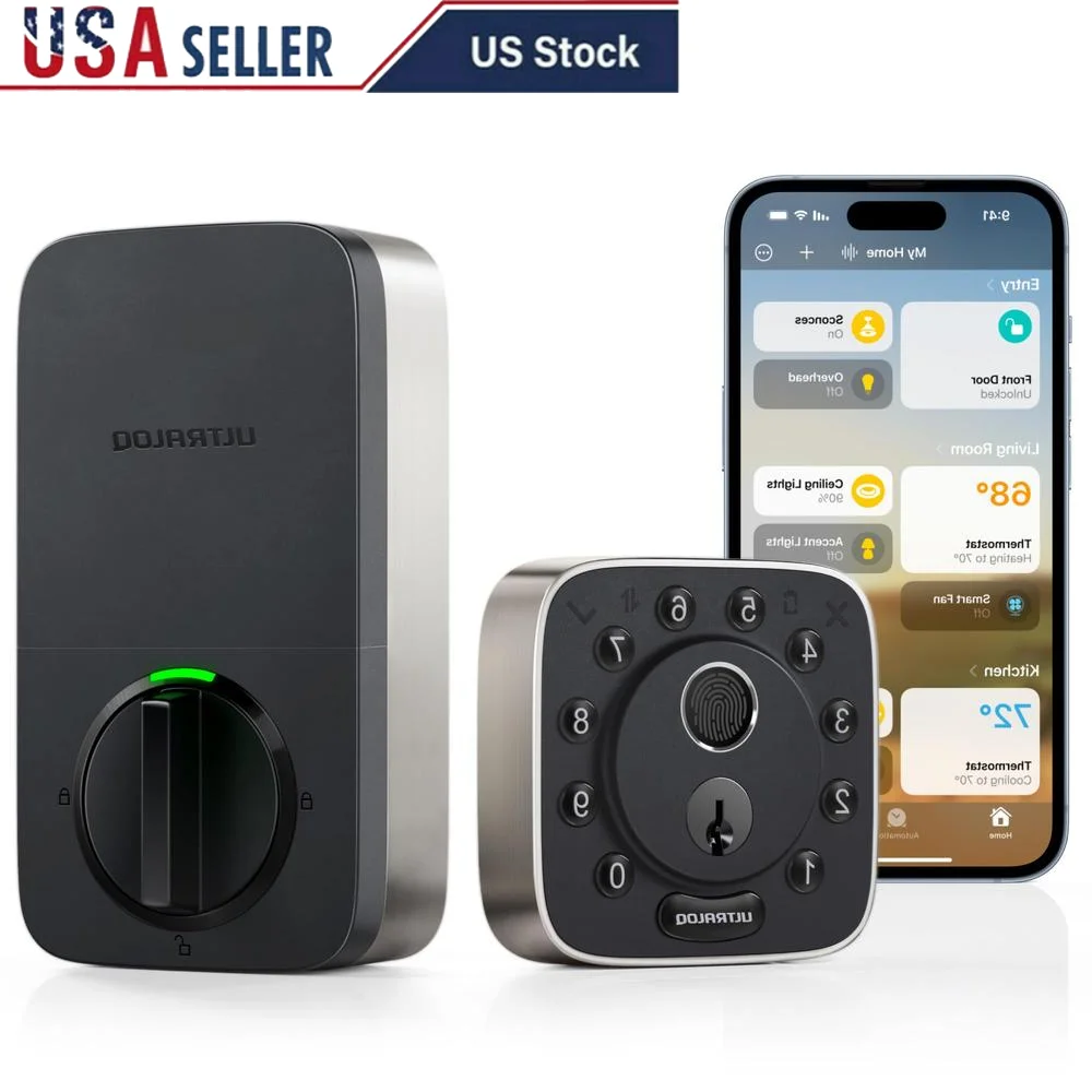 Fingerprint Smart Lock Apple HomeKit WiFi Keyless Entry Siri Alexa Google EKey Code Share Bolt Deadbolt IP65 Dust Weatherproof