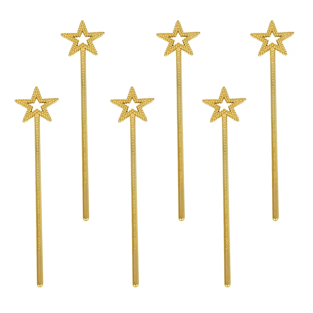 

6 Pcs Pentagram Fairy Wand Star Gold for s Princess Girls Child