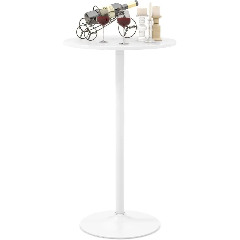 

Adjustable Height Bar Height Cocktail Table with Heavy-Duty Metal Base, White