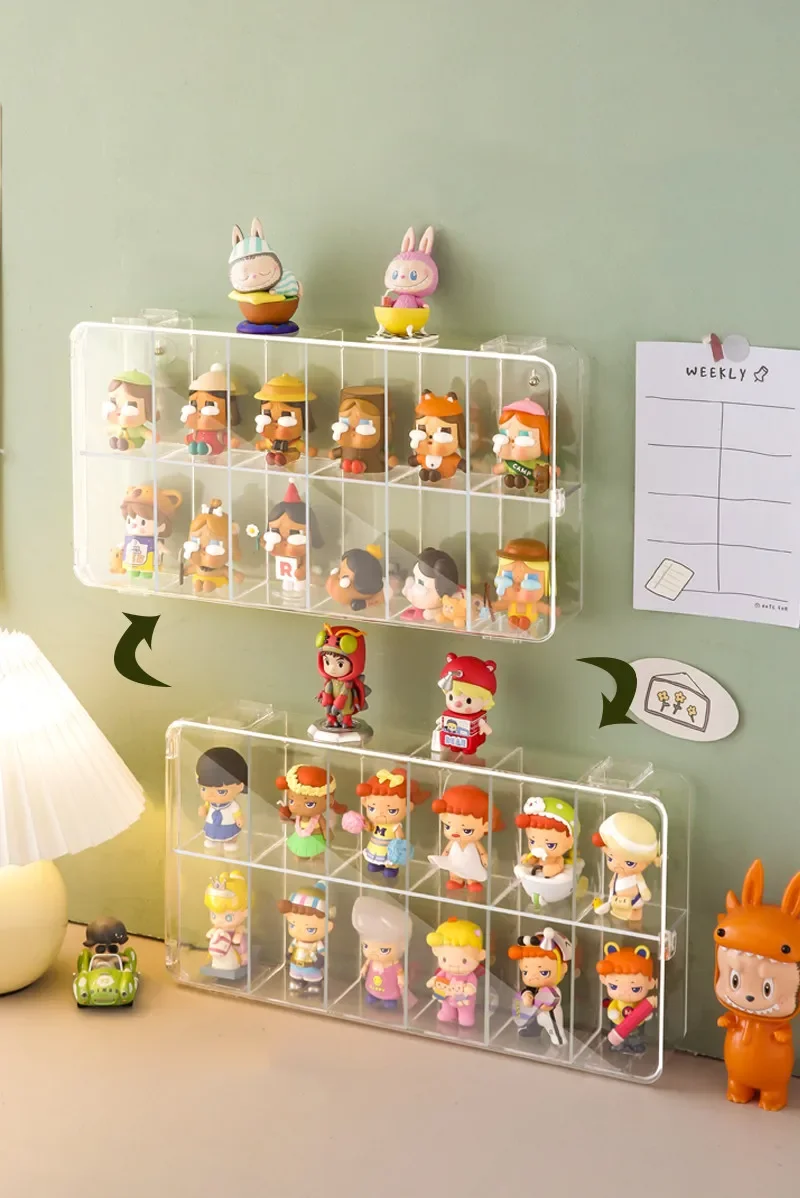 Vitrina de Pared Transparente para Cajas Sorpresa, Expositor de Figuras Coleccionables, Estuche a Prueba de Polvo, Organizador de Juguetes para Muñecas Jasmine Bubble Matt