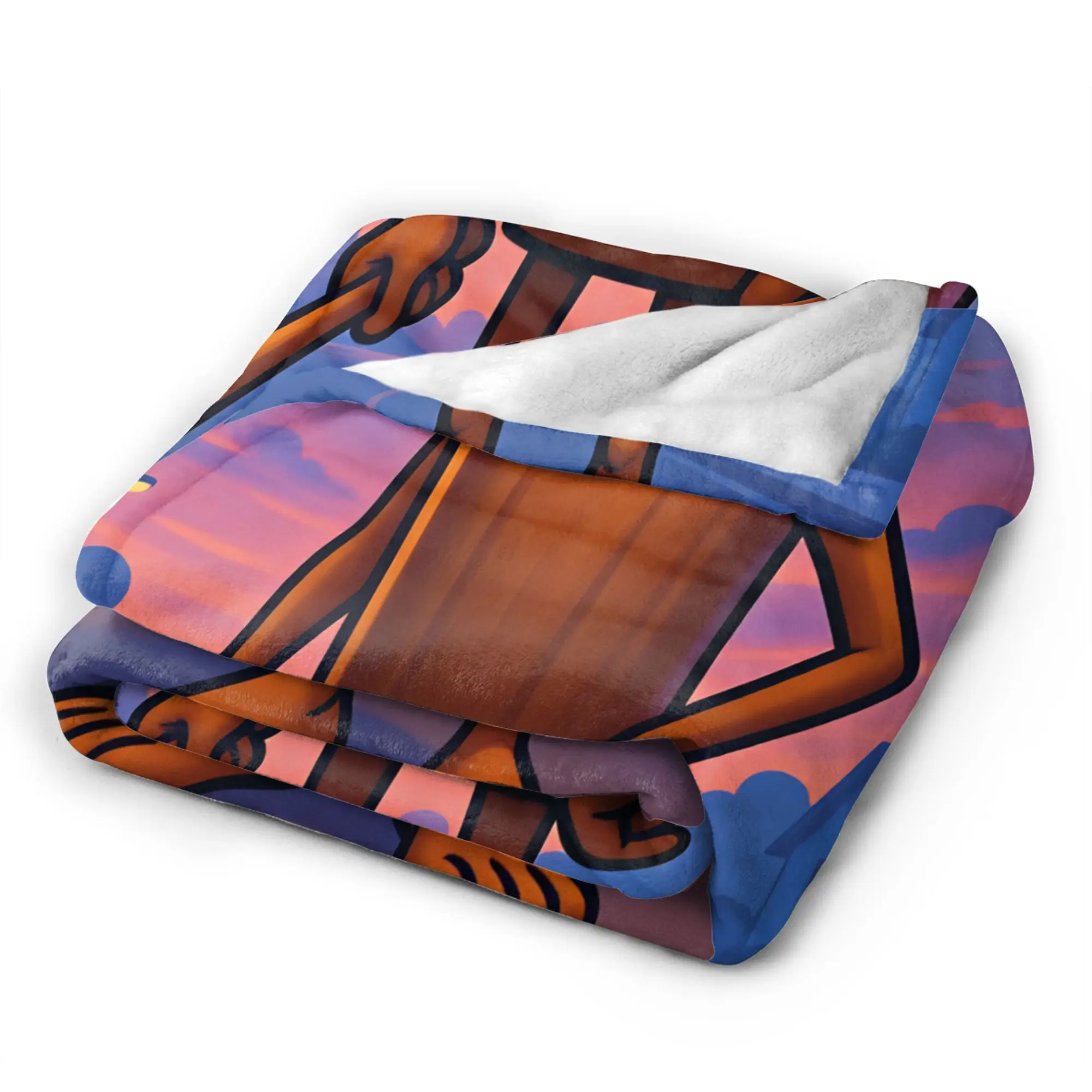 Warm Soft Throw Blanket Picnic Tung Tung Sahur Sunset Town Street Cartoon Blankets Flannel Bedspread For Outdoor Sofa Bed Cover