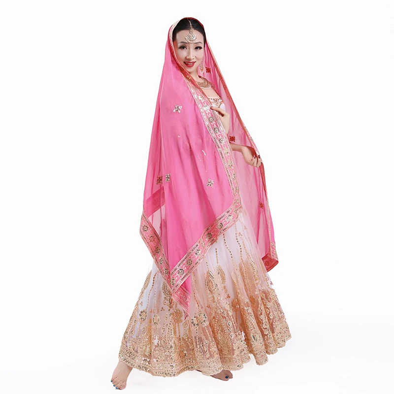 Indian Dance Scarf Oriental Dance Stage Performance Shawl For Women Elegant Embroidered Scarf Belly Dance Accessories DQL6956