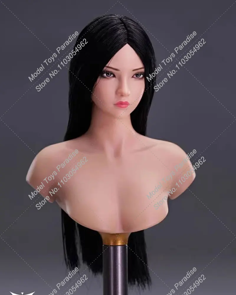 YMTOYS-Menina Asiática Cabeça Esculpir, Cabelo Longo Curto, Acessórios Modelo, Pele Bronzeada, Action Figure, Mulheres Soldado, YMT097, 1: 6,12"