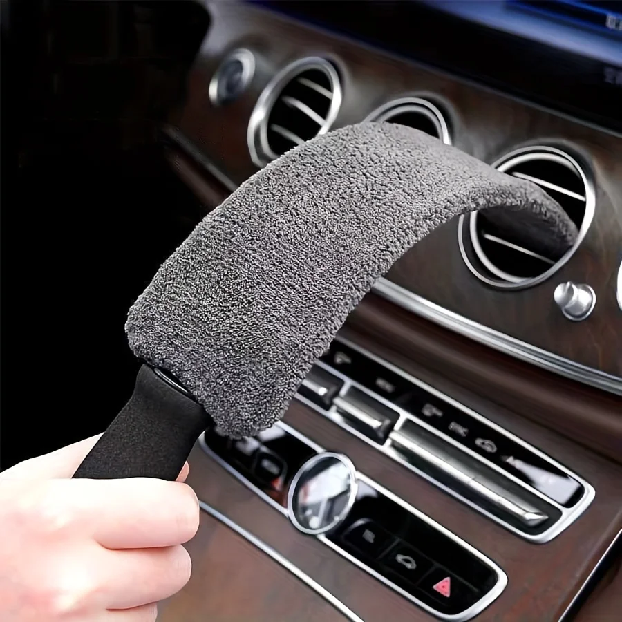 Microfiber Crevice Gap Cleaning Brush with Handle, Long Narrow Dust Brush for Car Vent Window Track Keyboard Corner, 2 Colors