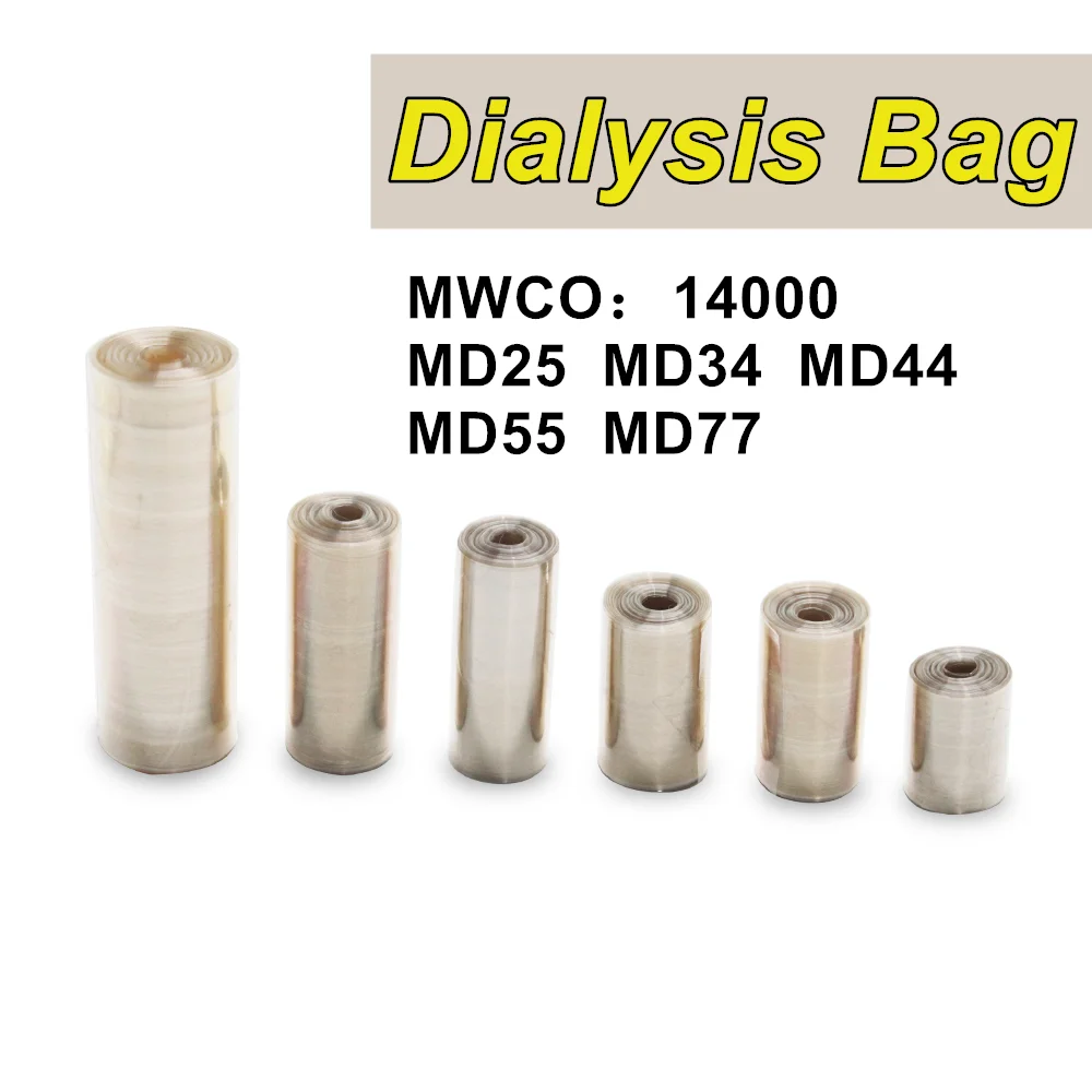 

1meter/5meters laboratory MW8000-14000 dialysis bag, MD25/34/44/55/77mm dialysis tube, Regenerated cellulose dialysis bag