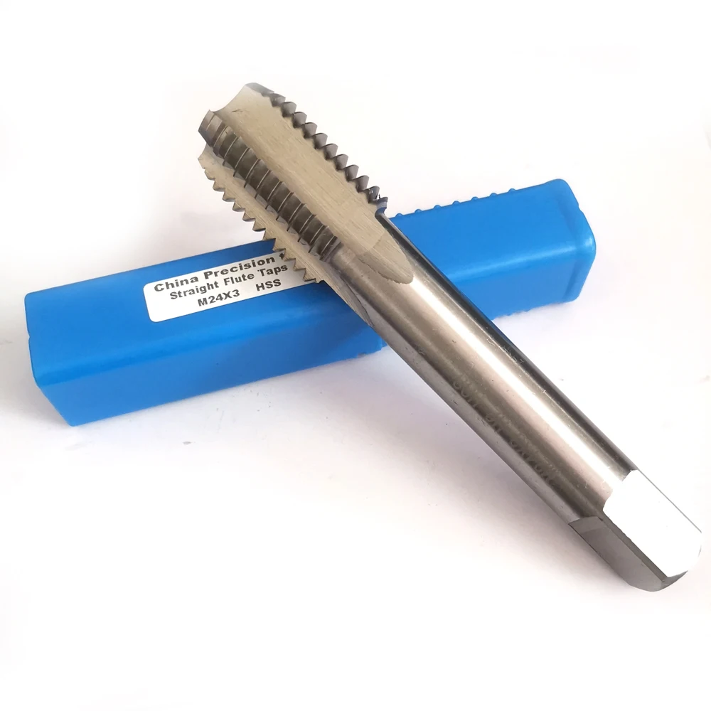 Grifo de rosca métrica HSS M24, tornillo fino derecho, grifos de flauta recta, máquina izquierda, M24X3, M24X2, M24x1.5, M24x1.25, M24x1, M24x0.75, x0.5