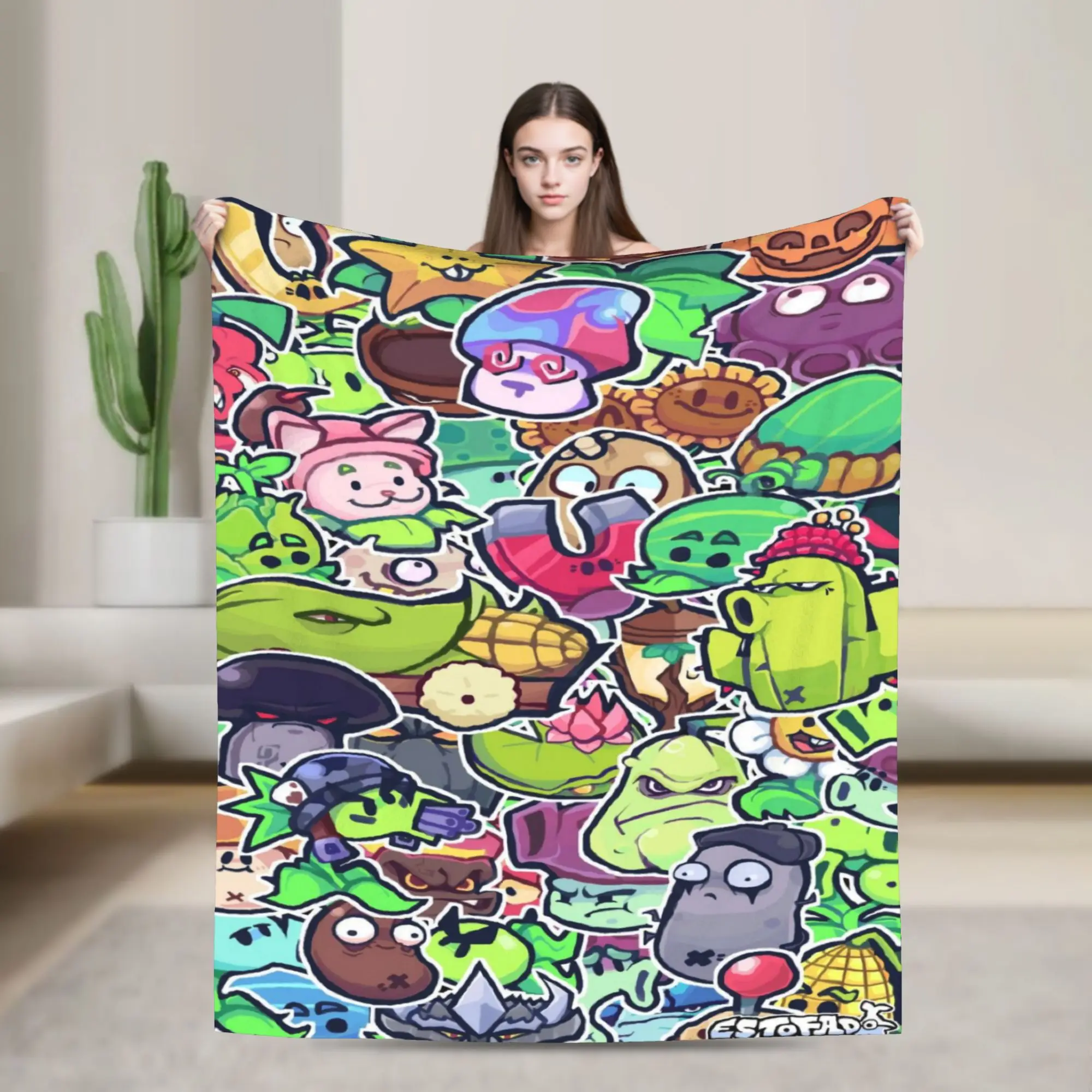 P-Plant--Z-Zombie Blanket Multi-size Super Soft Cozy  Throw Blankets for Couch Sofa and Bed