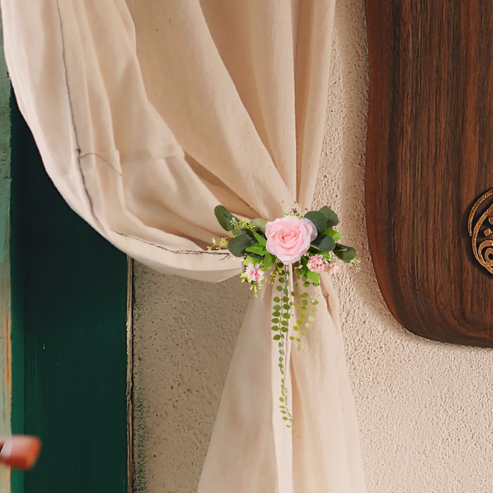 

Curtain Tieback with Flower Decor Portable Buckles for Windows and Doors Suitable for Multiple Occasions Simple Style and Color