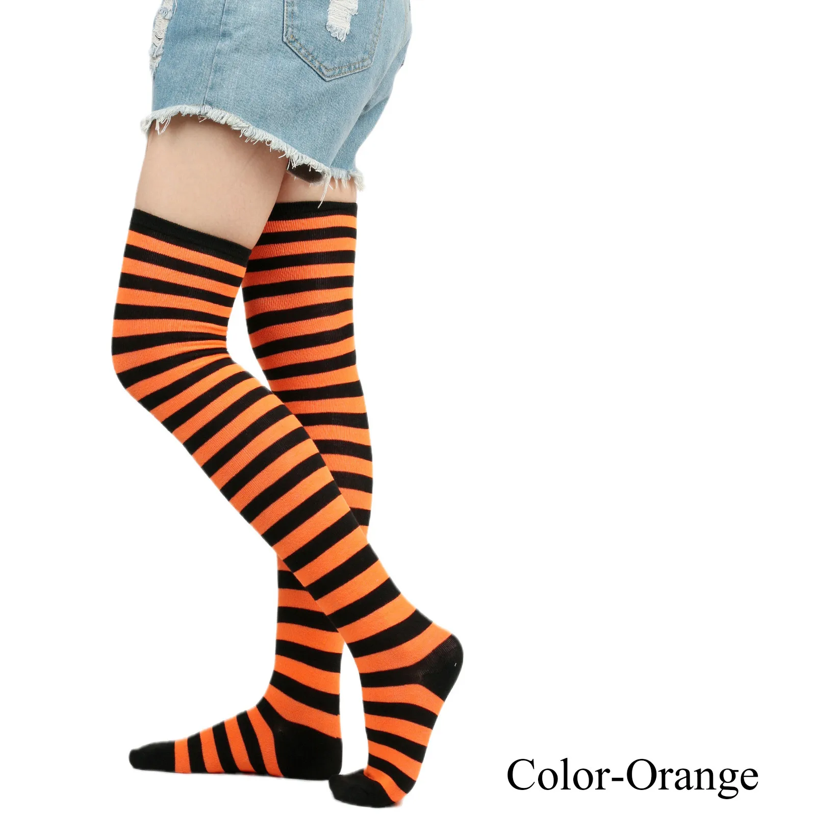 Long Striped Stockings Printed Femboy Thigh High Colorful Long Socks Stockings for Daily or Anime Cosplay Party Stockings