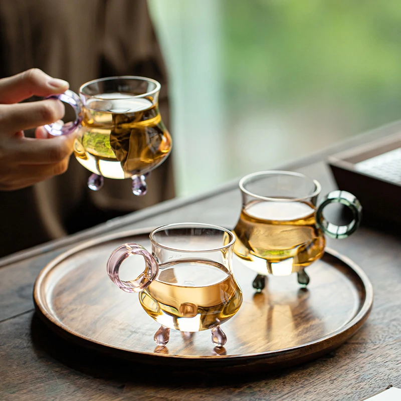 Heat-resistant Glass Teacup High Borosilicate Master Cup Kung Fu Tea Set Transparent Teacup Anti-ironing Water Cup with Handle