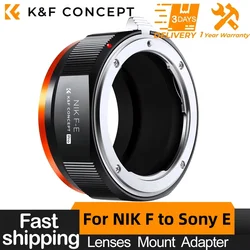 K&F CONCEPT NIK F-E Lens Adapter for Nikon AI F Mount Lens to E NEX Mount Mirrorless Cameras for Sony A6000 A6400 A7II A5100 A7