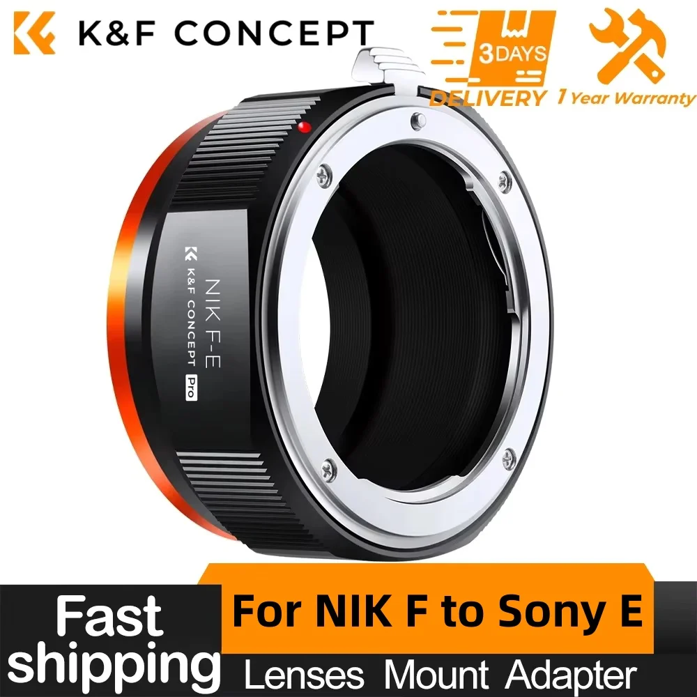 K&F CONCEPT NIK F-E Lens Adapter for Nikon AI F Mount Lens to E NEX Mount Mirrorless Cameras for Sony A6000 A6400 A7II A5100 A7