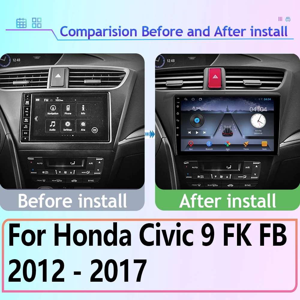 Android Auto High-performance CPU For Honda Civic 9 FK FB 2012 - 2017 Car Radio Stereo Multimedia GPS Player 5G WIFI TB NO 2din