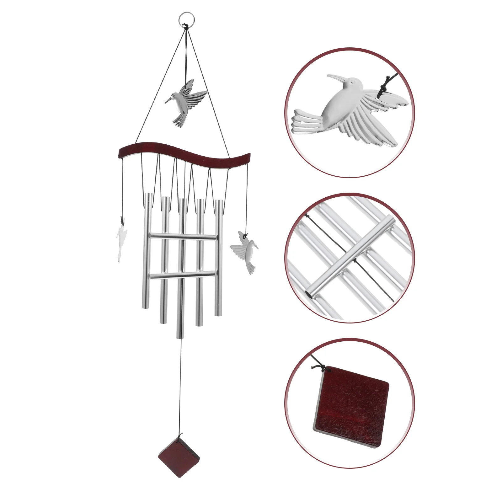 

Hummingbird Wind Chime Decorative Outdoor Hanging Yard Ornament Durable Garden Porch Patio Decor Aluminium Tube Wind Bell