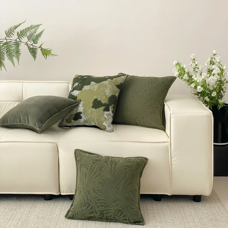 45X45CM Green Throw Bamboo Pillow Cover Luxury Ancient Stamping Waist Cushion Cover Decor Home Decorative Pillowcase