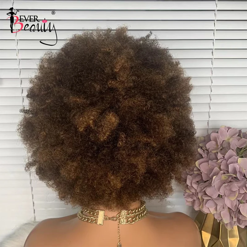 Afro Kinky Curly Coily Pixie Cut Human Hair Wigs 4/27 Ombre Cheap Short Bob Wigs For Women Brazilian Virgin Hair EverBeauty