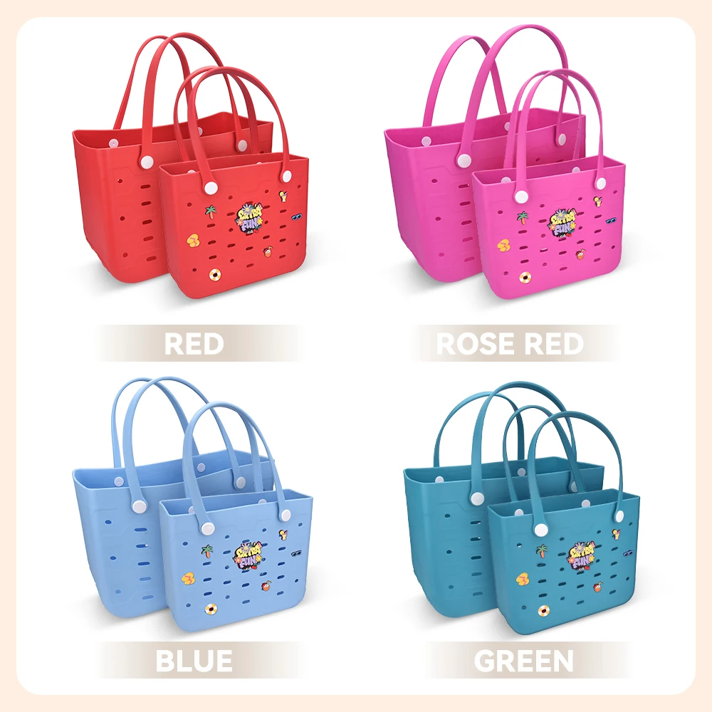 New Solid Color Beach Bag, Fashionable Rubber Handbag, Portable EVA Handbag Suitable For Beach Boats, Sports, And Shopping