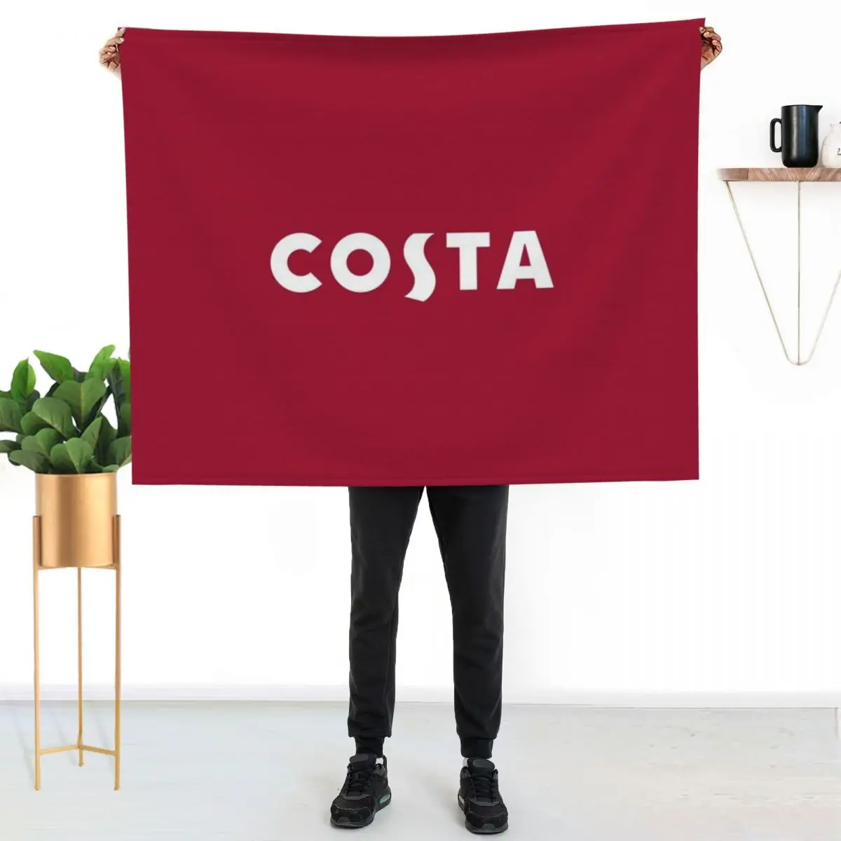 Costa Coffee Chain Logo design Throw Blanket Custom Shaggy Soft Plush Bed linens decorative Blankets