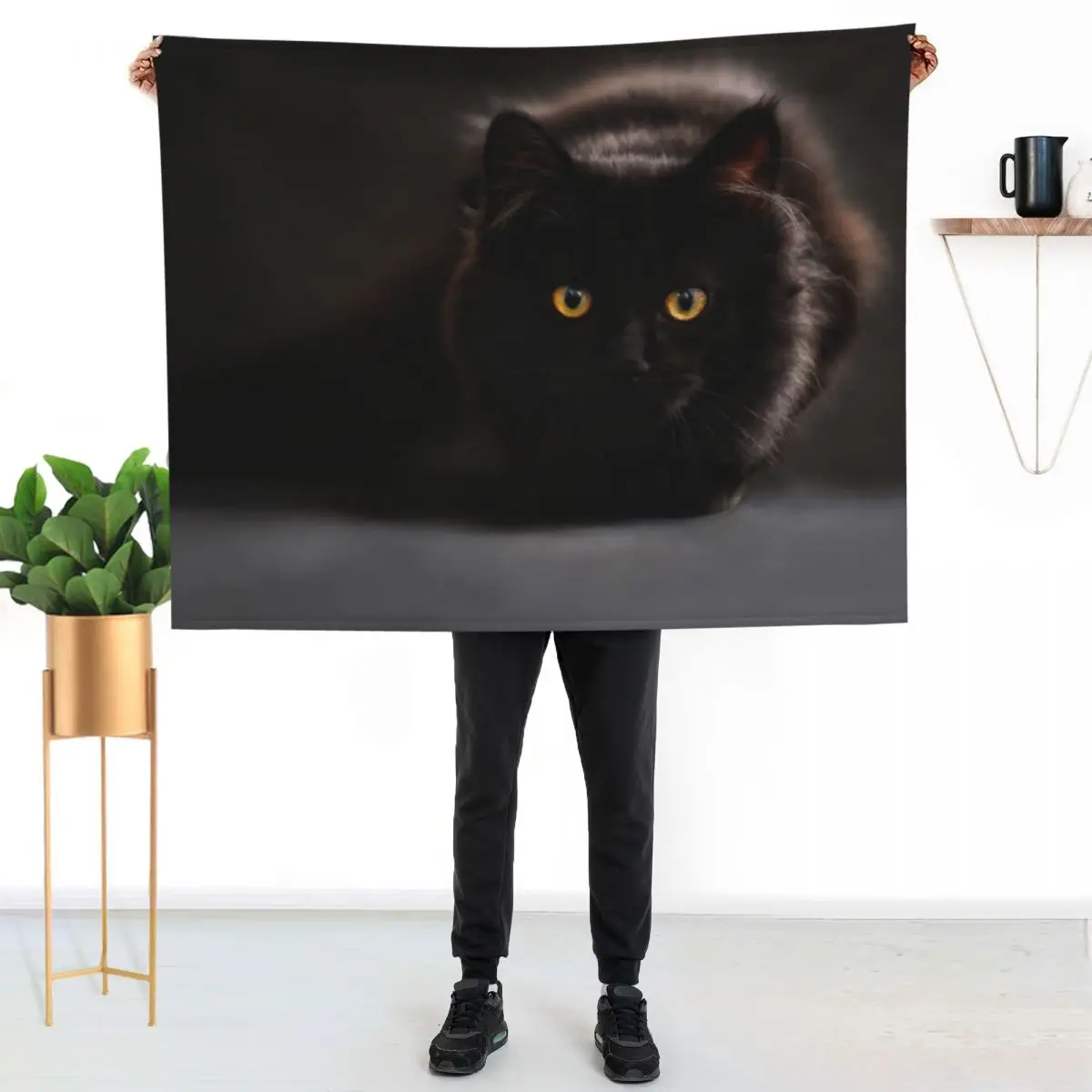 

Black Cat Throw Blanket Soft Breathable Blanket for Night Sleeping