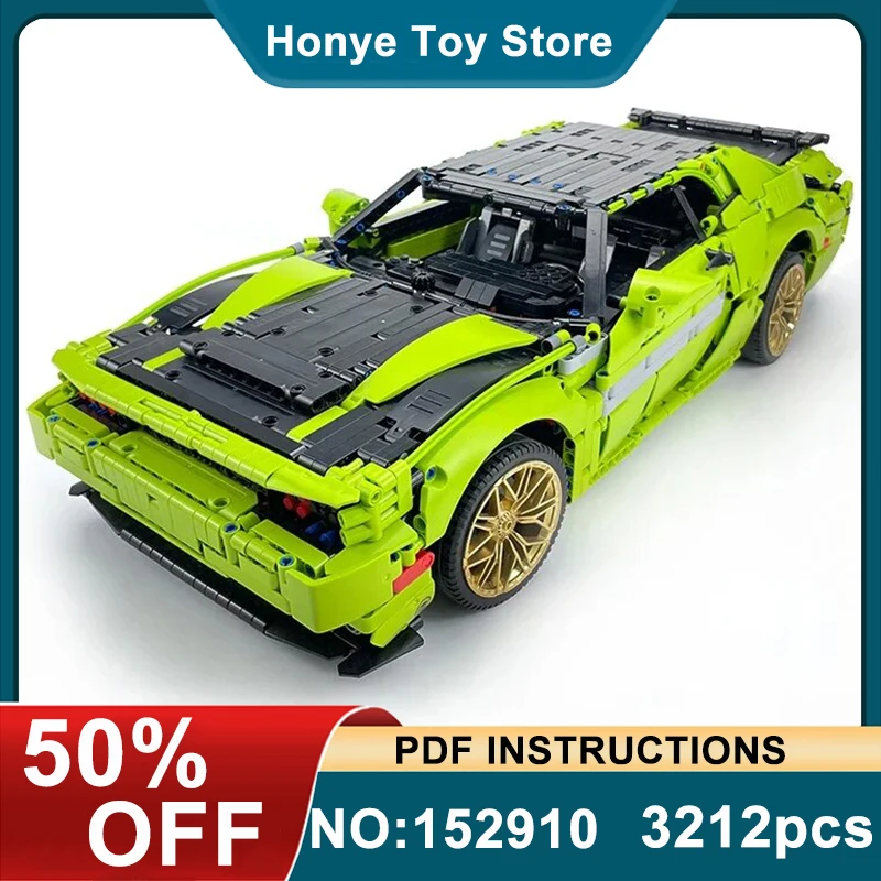 New MOC-152910 Technical 2008 Fit 42115 Hypercar Super Racing Car Model Building Block Brick Assembly Toys Kids Birthday Gifts