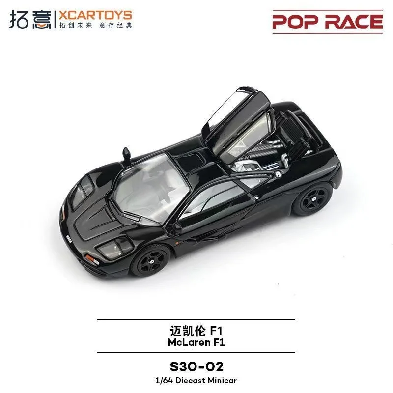 POP RACE 1:64 McLaren McLAREN F1 Coperchio aperto, Nero, Modello di auto in lega S30-02