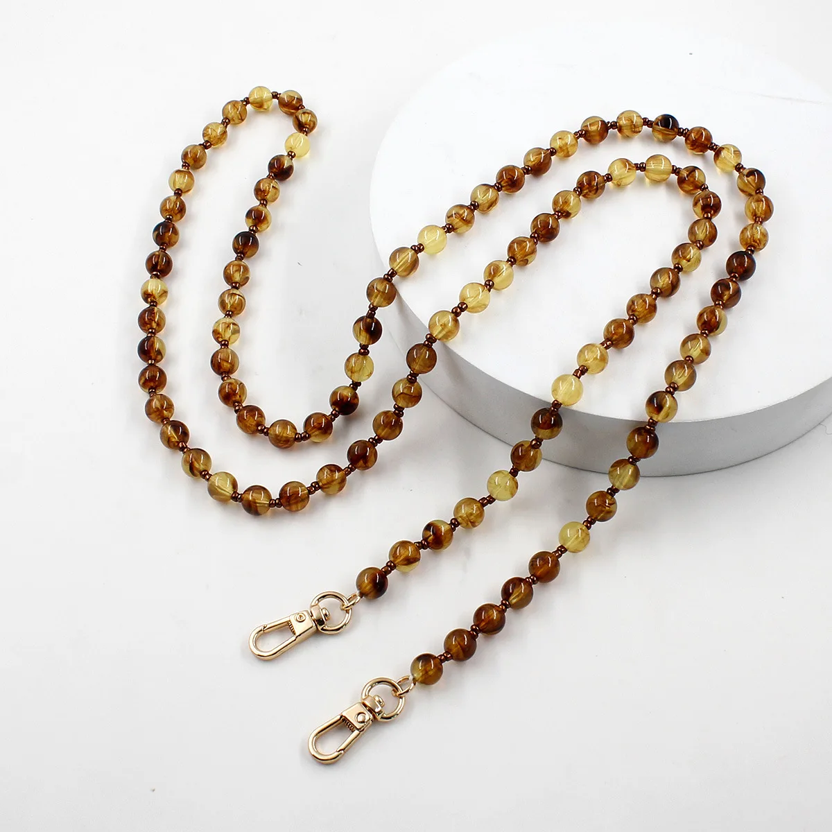 Women Glass Bead Bag Chain Long Crossbody Shoulder Bag Strap Handbag Female Replacement Handle Belt Parts Mobile Phone Lanyard