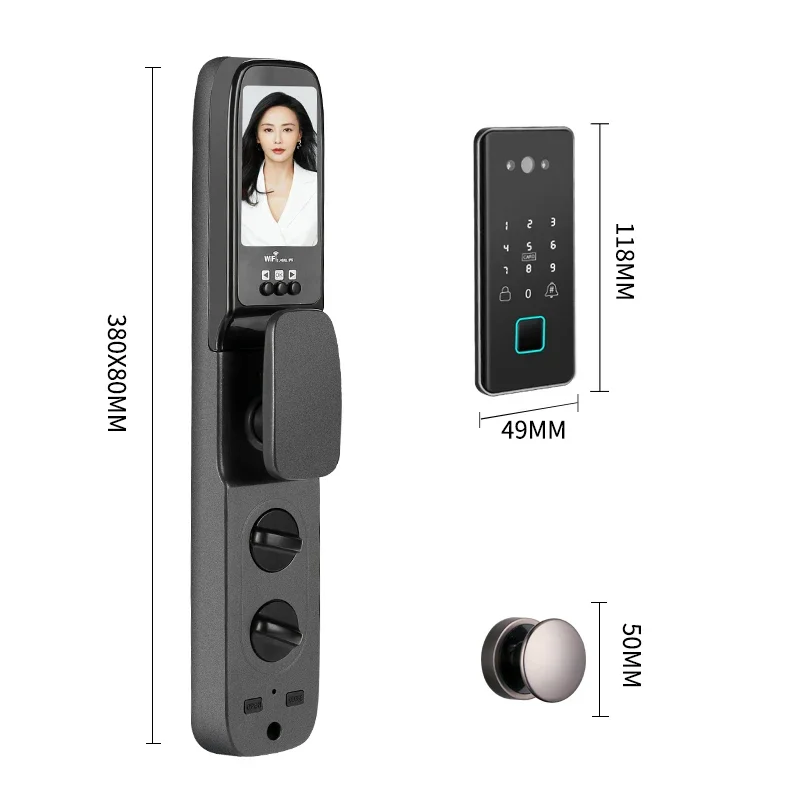 005P100   Embedded smart door lock fingerprint password swipe card face recognition wooden door  WIFI home password lock