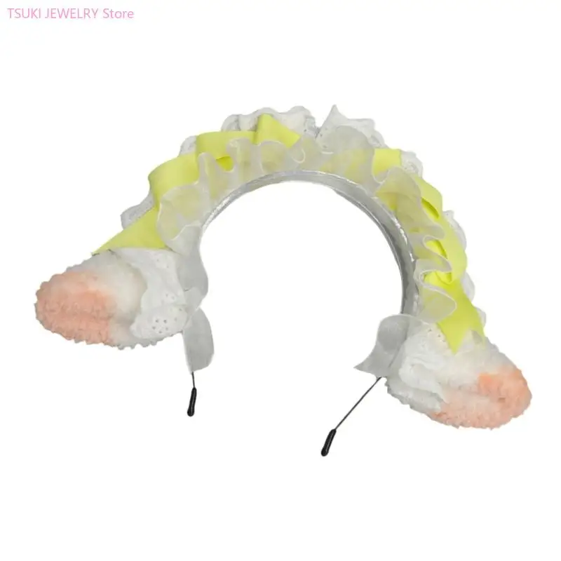 62KE Pluszowe nakrycia głowy z uszami jagnięcymi Miękkie tkaniny Akcesoria do włosów do aktywności na świeżym powietrzu Imprezy