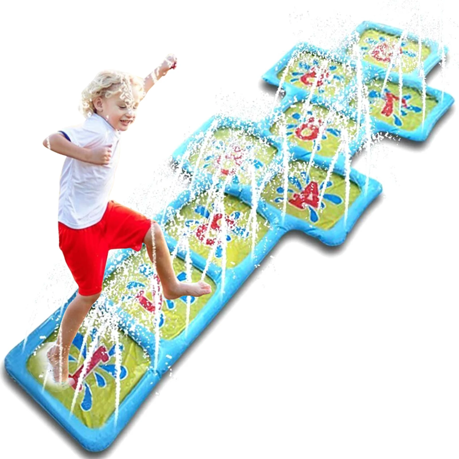 Inflatable Water Spray Number Pad Summer Children Kids Outdoor Inflatable Pool Pad Beach Lawn Play Water Spray Square Grid Mat