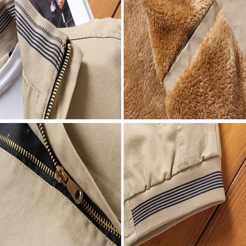 

Autumn and Winter Thickened Warm Windbreaker Men's Pilot Jacket Men's Jacket Fleece Jacket Men's Military Baseball Coats 5XL