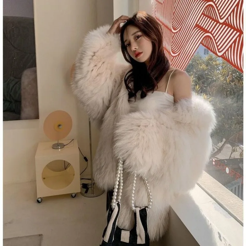 Fluffy Fur Coat Soft Lazy Faux Fur Jacket Woman Warm Winter Luxury Brand Streetwear Hooded Thick Y2k Plush Coat Fluffy Jacket
