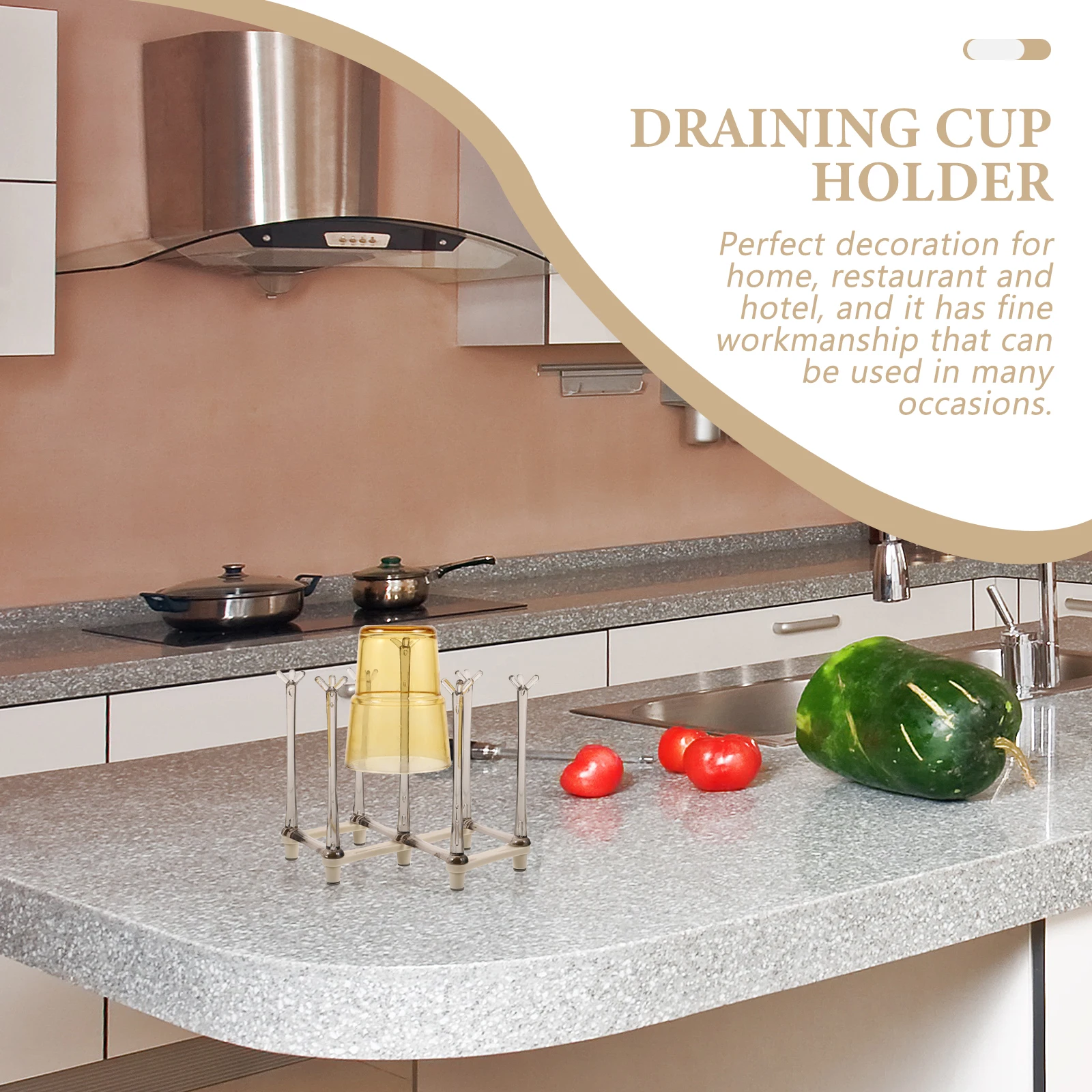 

Cup Holder Cream White Retractable Drying Rack for Bottle Mug Storage Tumblers Drainer Stand Kitchen Office Bath Facilities