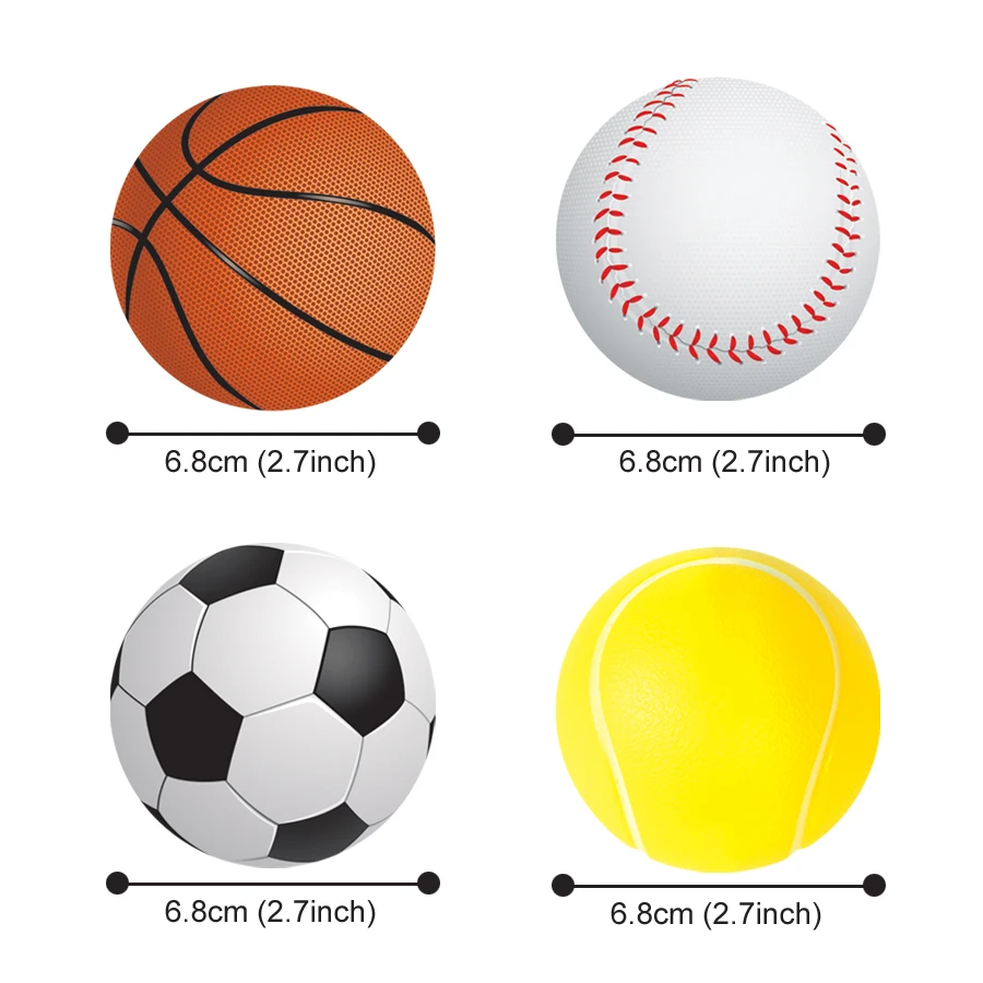 4Pcs Sponge Foam Ball Sports Toy Mini Soft Football Basketball Baseball Tennis Ball Suitable for Kid's Small Hands to Grab