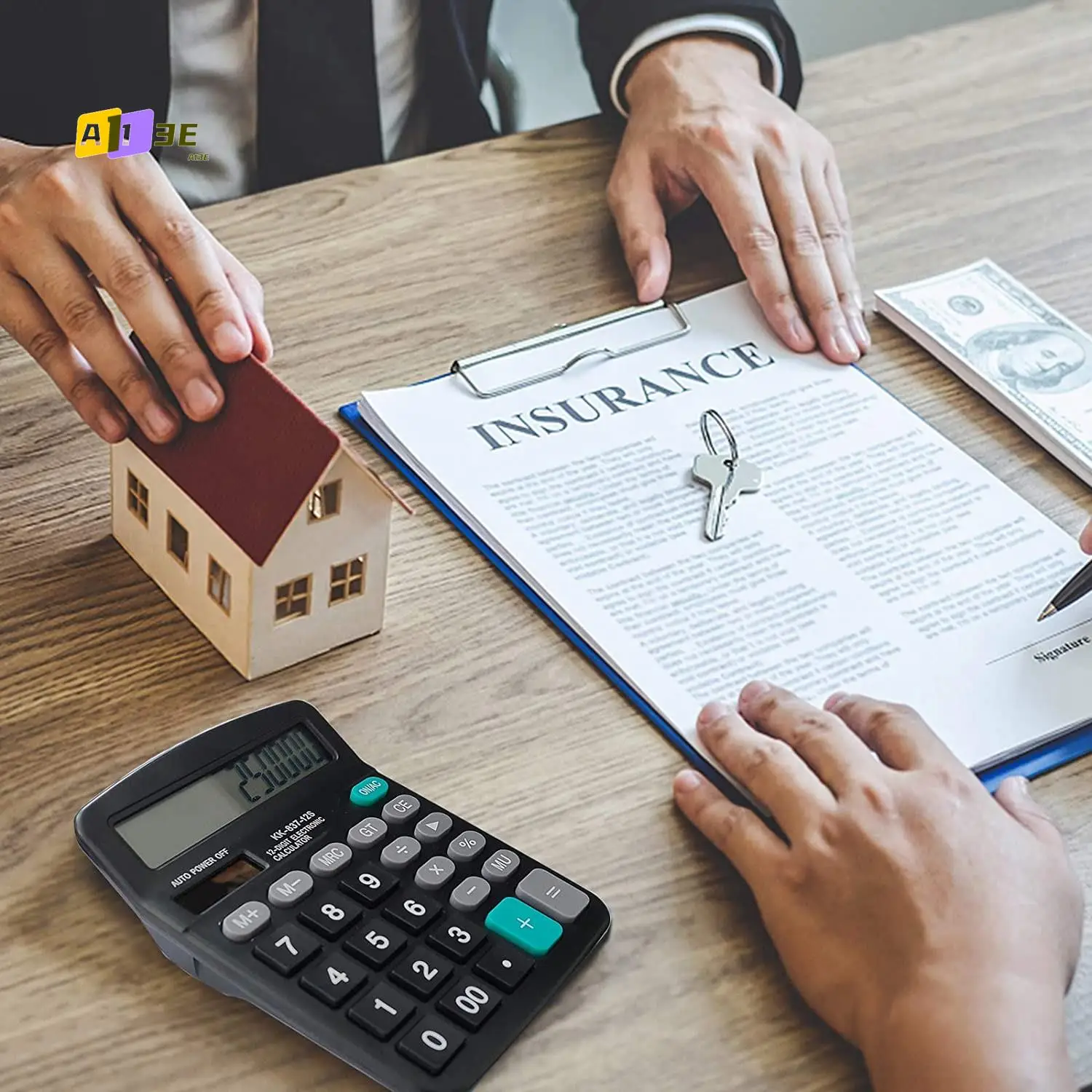 Calculadora de mesa A13E, calculadora de escritório com bateria solar de 12 dígitos com grande display LCD, botão grande e sensível