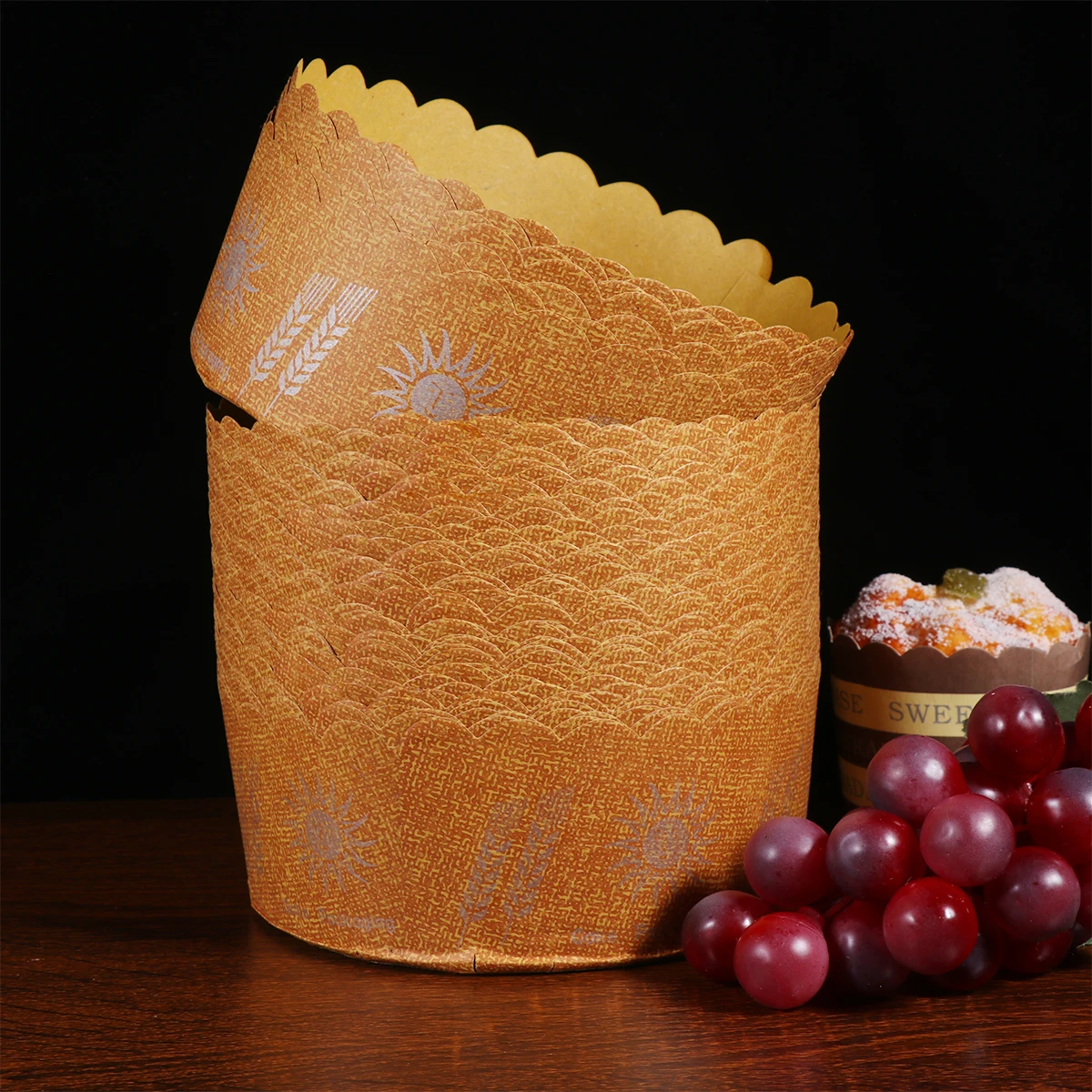 

90Pcs 6 Inches Large Muffin Molds Kraft Paper Baking Cups Sunflower Design Foodgrade Material Healthy Safe Kids Adults