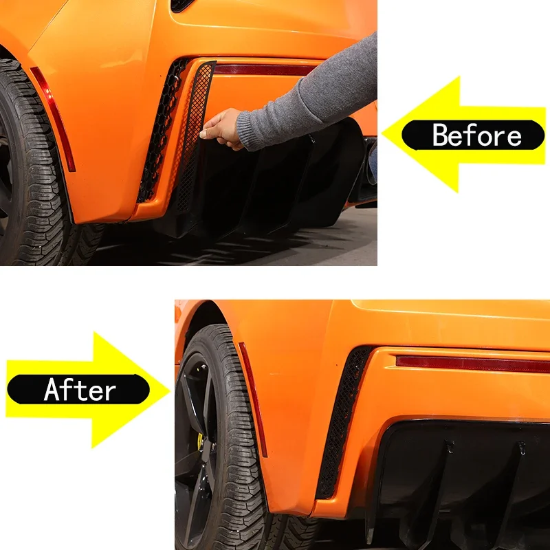 

For Chevrolet Corvette C7 Z06 2014-2019 stainless steel black car rear pole air outlet mesh decorative sticker Car accessories