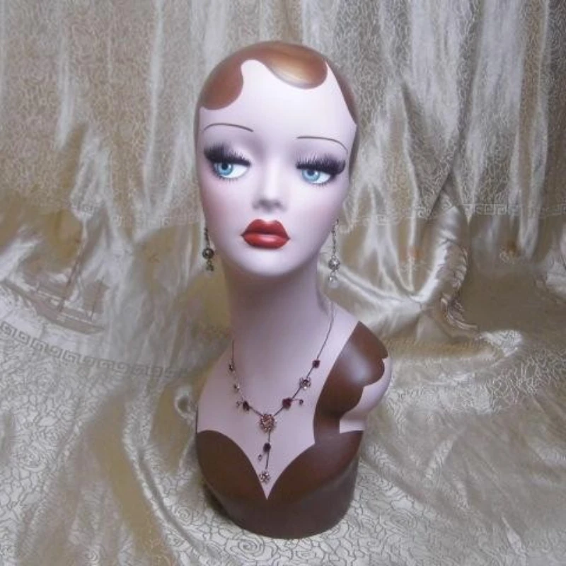 

High Quality Fiberglass Vintage Female Manikin Heads Mannequin Dummy Head Bust for Earrings Wigs Hat Jewelry Display