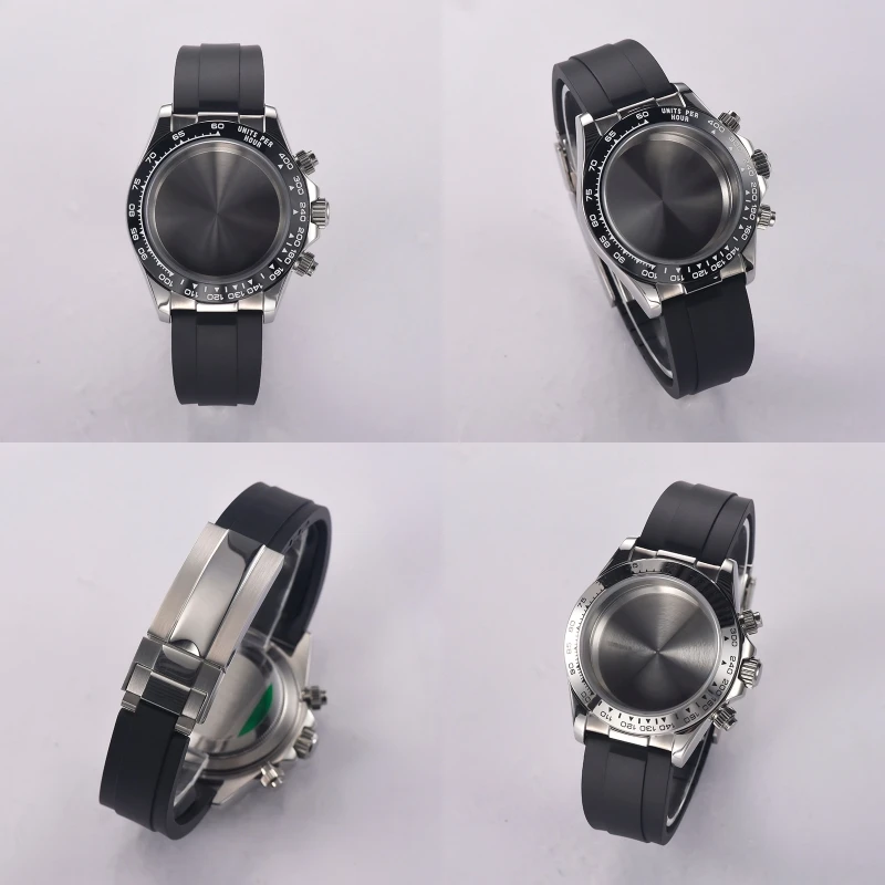 39mm-silver-vk63-watch-case-ceramic-bezel-sapphire-glass-rubber-band-stainless-steel-fit-295mm-dial-vk63-vk64-quartz-mod-parts