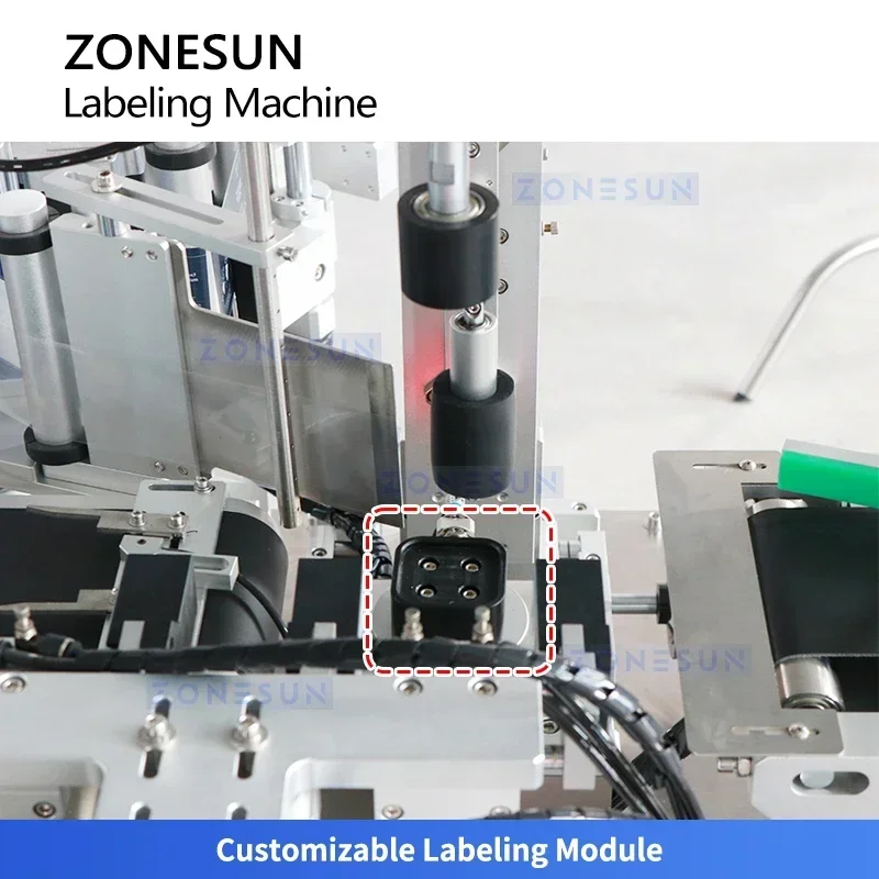 ZONESUN ZS-TB822X Automatic Square Bottle Body & Caps Labeling Machine Top & Wrap-Around Labeling Applicator