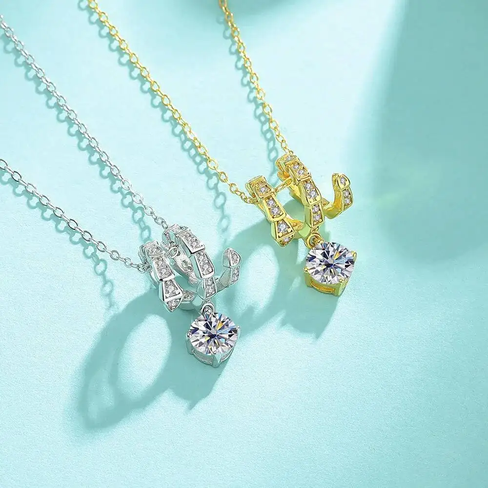 

BIJOX STORY S925 Sterling Silver Moissanite Necklace Light Luxury Full Diamond Pendant Cross-border D-color Lab-created Diamond