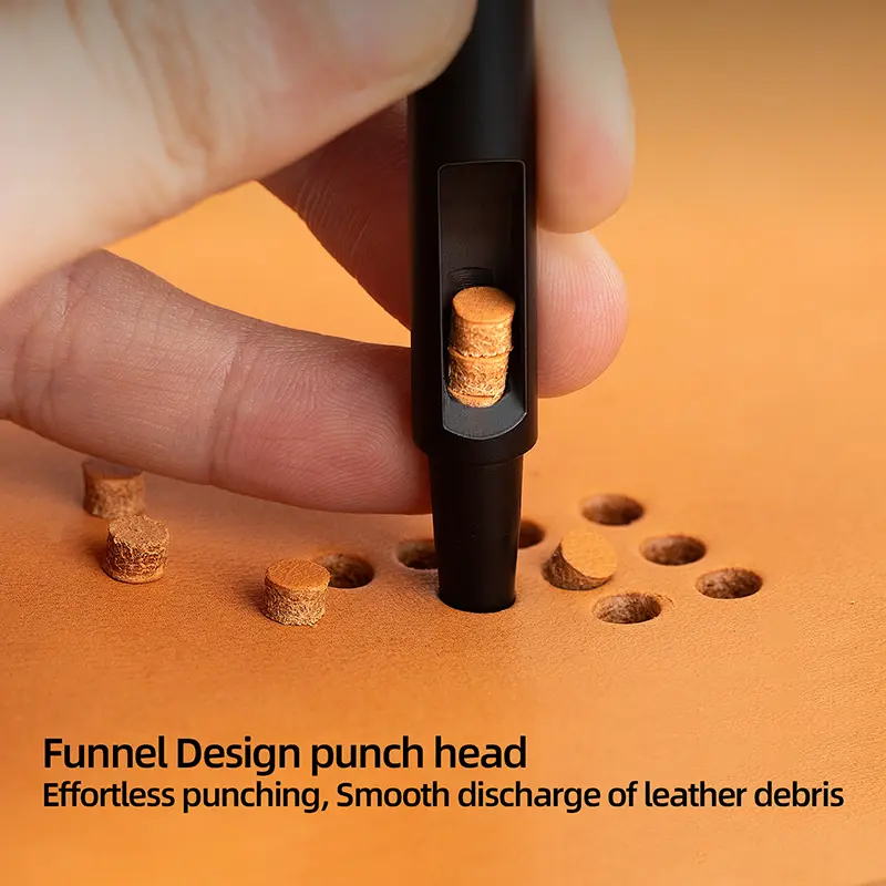WUTA 1-10pcs Plating Titanium Leather Hole Punching Tools Set Round Hollow Puncher DIY Leather Craft for Watch Band,Belt,Fabric - 5
