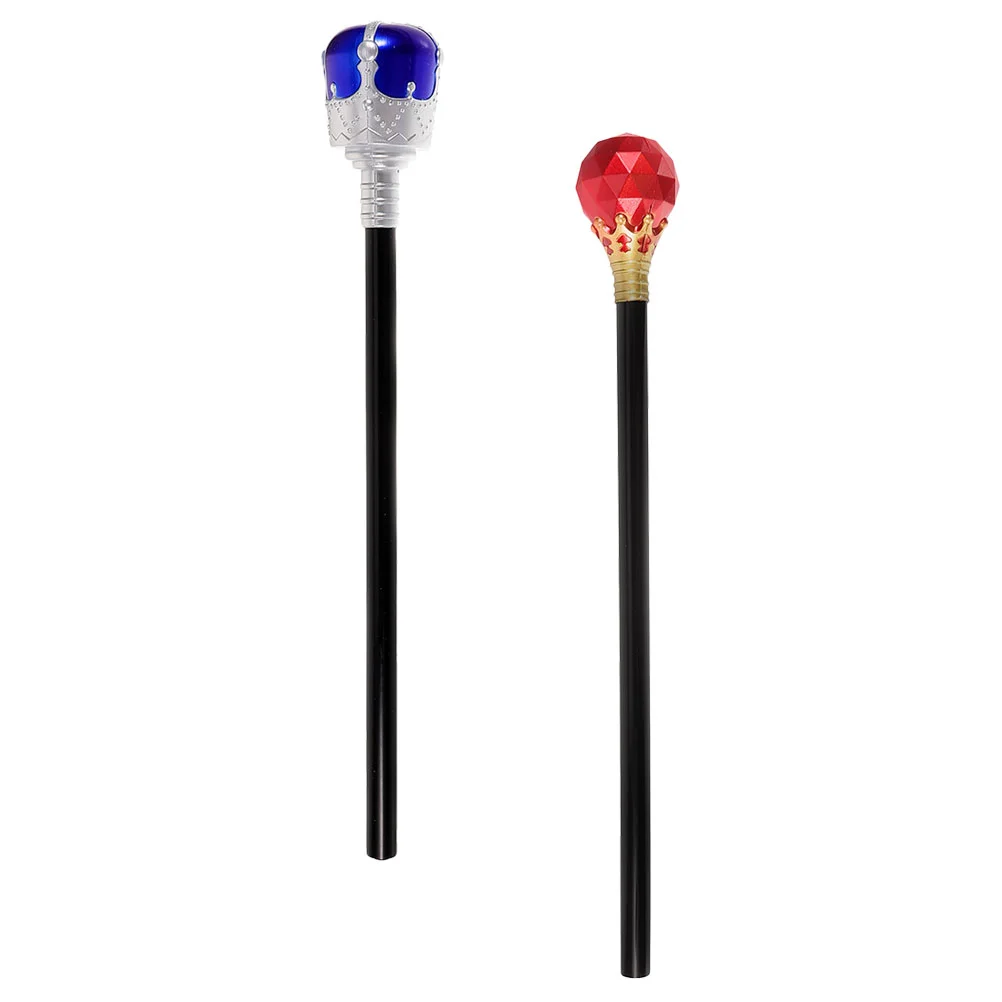 

2 Pcs King Scepter Scepters Prop for Cosplay Dress up Walking Halloween Party Kid Pretend Supply Decorations