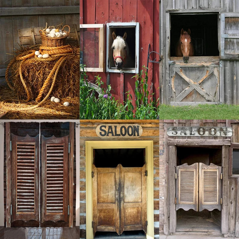 Photography Backdrop Saloon Rustic Shabby Wild West Bar Door Barn Stable Background Cowboy Man Artistic Portrait Photo Studio