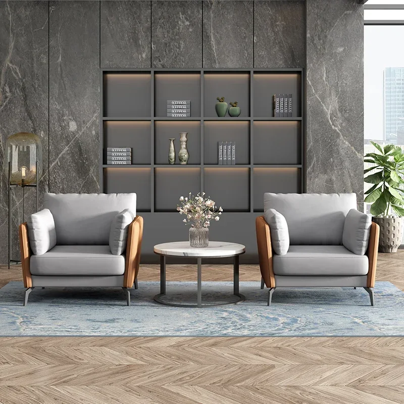 Luxury Office Sofa Tea Table Simple Modern Negotiation Reception Business Sofa Three Person Reception Area